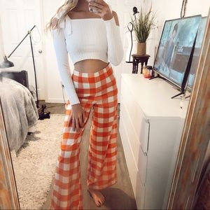 Forever 21 Plaid Orange High Rise Pants